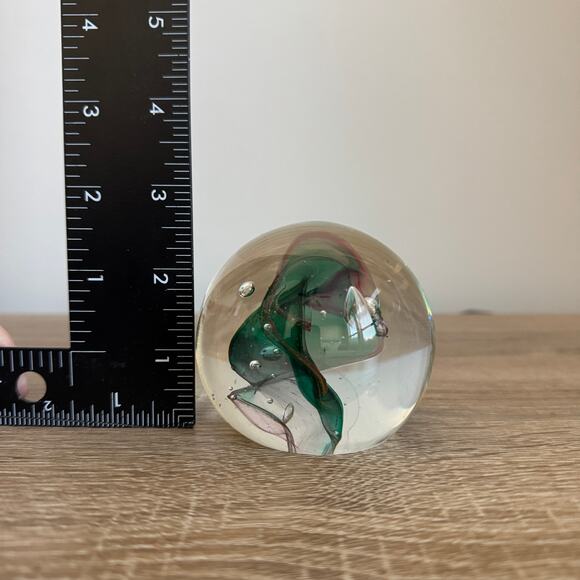 Karg Signed Paperweight Bubbles Green Red Purple Smoke Swirl - Picture 11 of 11